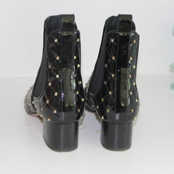 Valentino Rockstud Black Patent LeatherAnkle Boot W/box. Size 37 Made In Italy - Picture 5 of 8